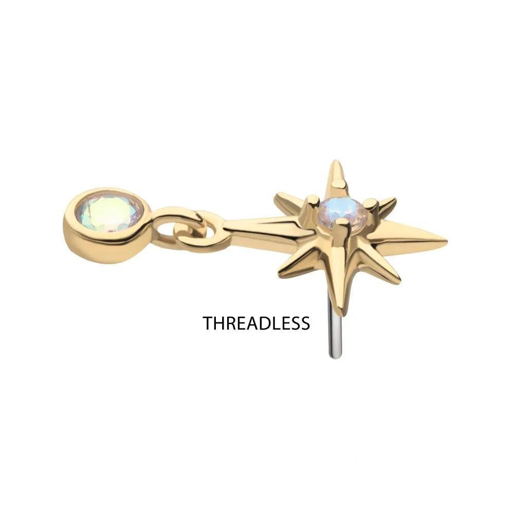 Invictus | 14k gold | North Star with Dangle | AB CZ