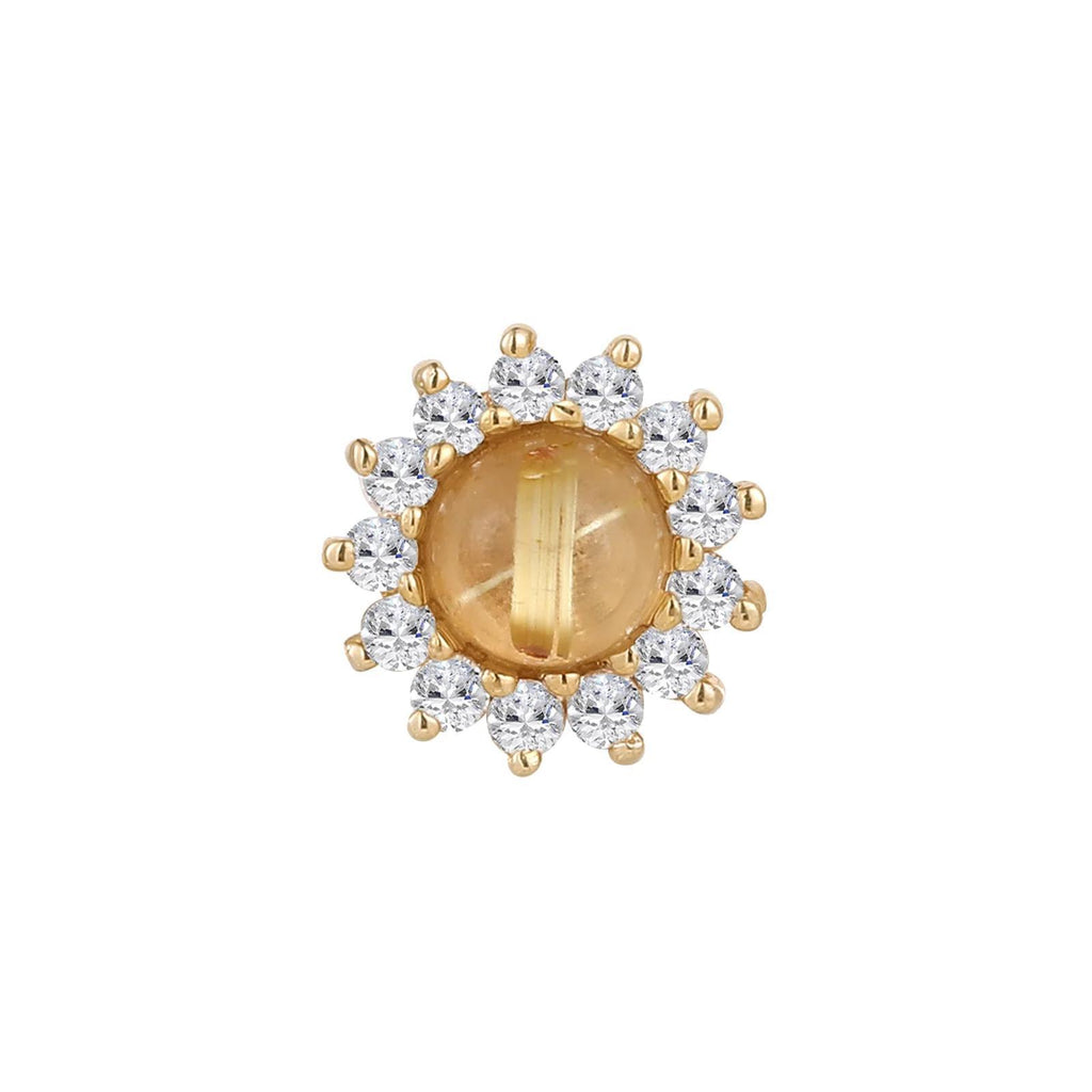 Buddha | 14k gold | Delphine | Rutilated Quartz + White Sapphire
