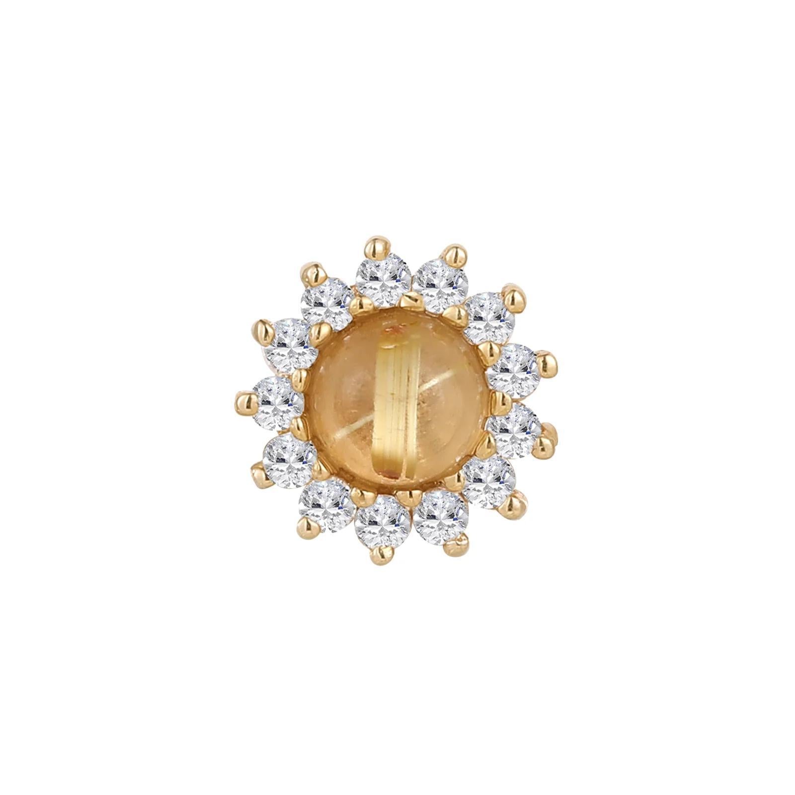 Buddha | 14k gold | Delphine | Rutilated Quartz + White Sapphire