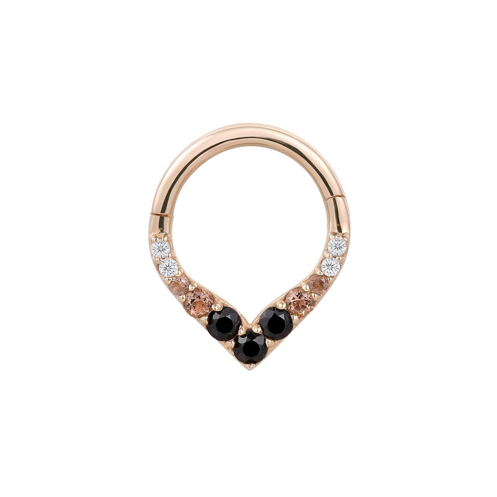 Buddha | 14k gold | Rise + Shine | Smoky Quartz + Black Spinel Ombré