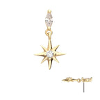 Invictus | 14k gold | Marquise with Prong CZ Gem North Star Dangle Top | Clear CZ