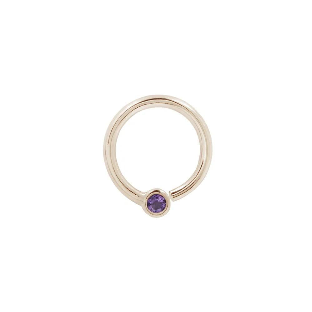 Buddha | 14k gold | Fixed Bezel Bead Ring | 2mm Amethyst