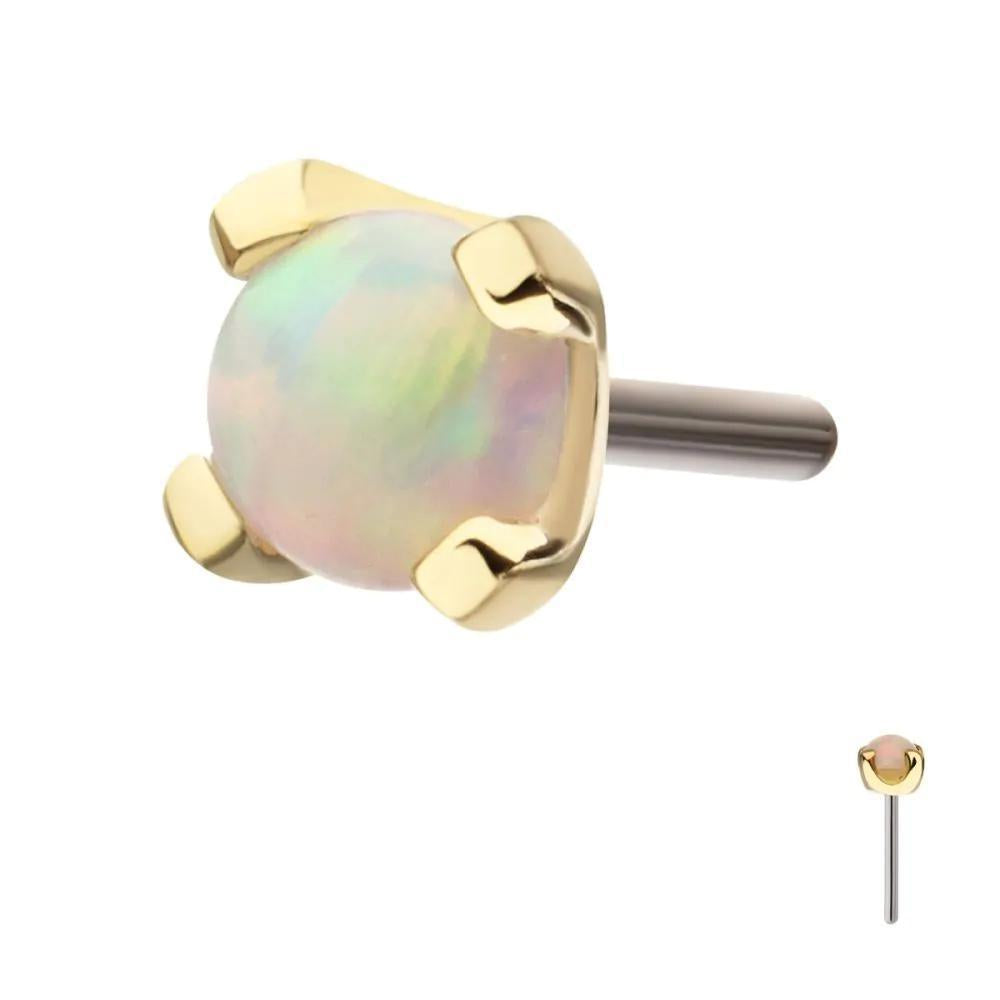 Invictus | 14k gold | Prong Set | Synthetic White Opal