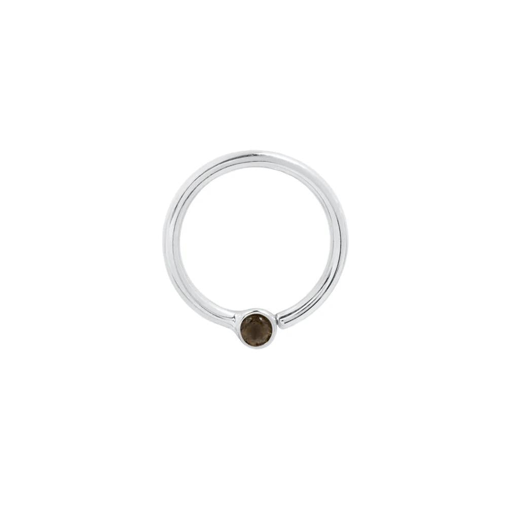 Buddha | 14k gold | Fixed Bezel Seam Ring | 2mm Smoky Quartz