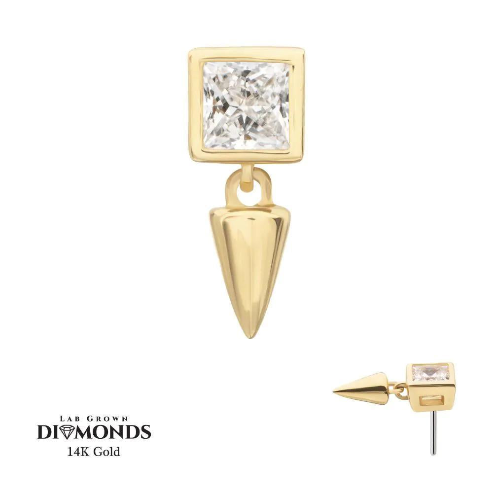 Invictus | 14k gold | Princess Cut Bezel with Spike Dangle | Lab-Grown Diamond