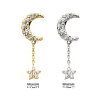 Invictus | 14k gold | Pave Set Moon with Star Drop | CZ