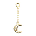 Invictus | 14k gold | Crescent Moon Dangle Charm | CZ