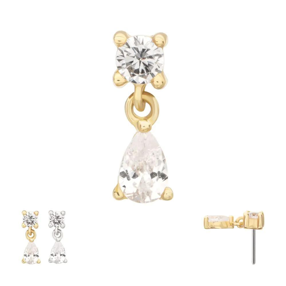 Invictus | 14k gold | Prong Set with Teardrop Dangle | CZ