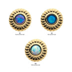 Invictus | 14k gold | Scalloped Bezel Set | synthetic Opal