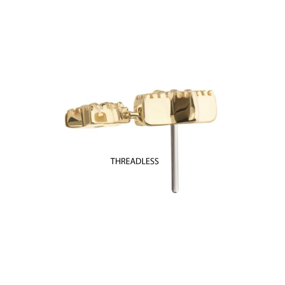 Invictus | 14k gold | Milgrain Edge Double Star with Dangle | CZ
