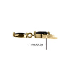 Invictus | 14k gold | Prong Set Bat with Dangle | Black CZ