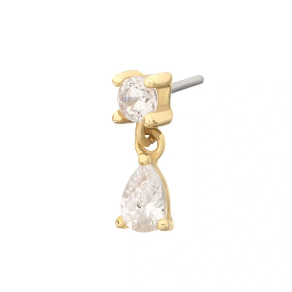 Invictus | 14k gold | Prong Set with Teardrop Dangle | CZ