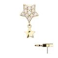 Invictus | 14k gold | Pave Set Star with Star Dangle | CZ
