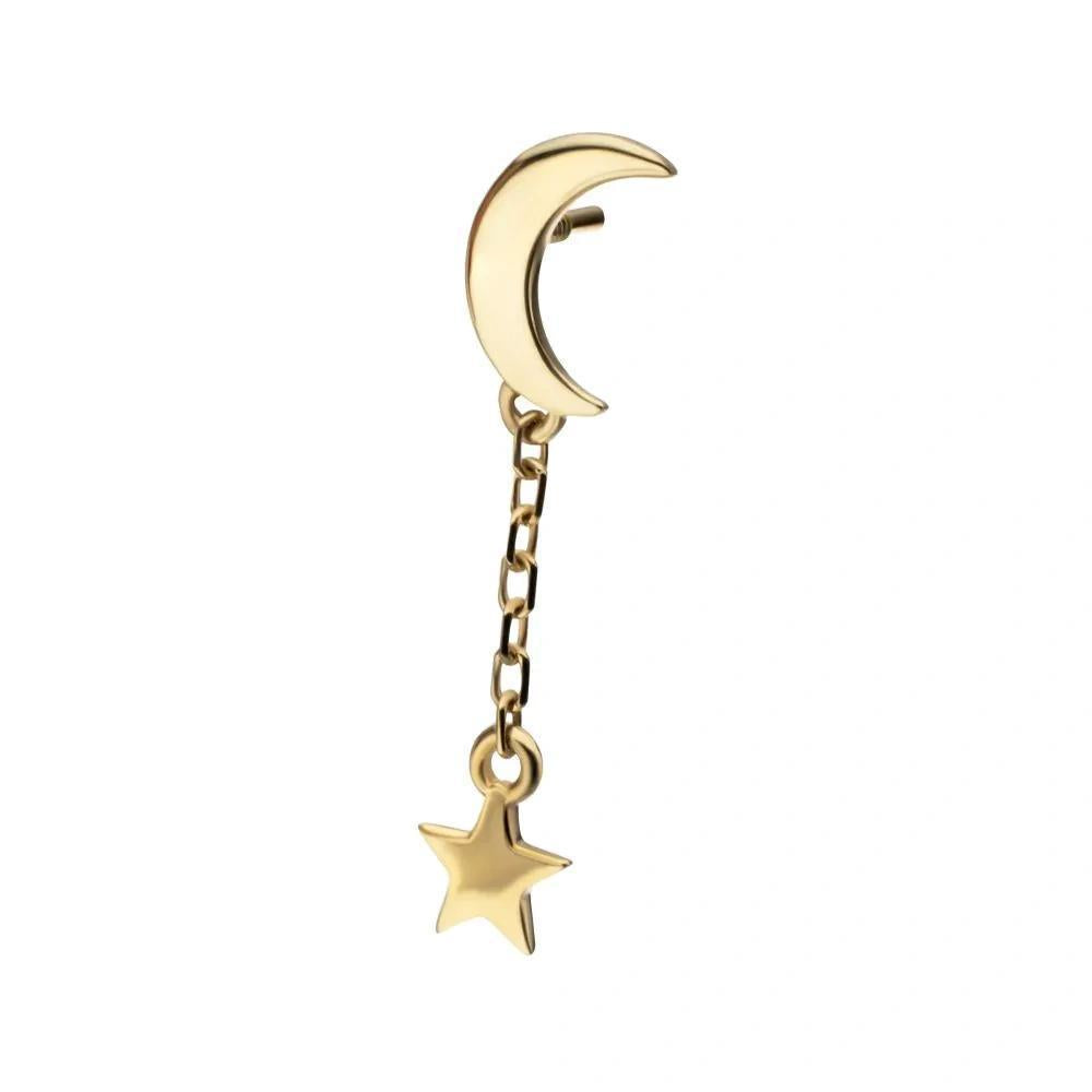 Invictus | 14k gold | Crescent Moon with Star Dangle
