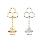 Invictus | 14k gold | Honeycomb with Bee Dangle
