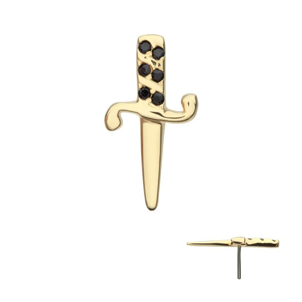 Invictus | 14k gold | Bezel Set Dagger | Black CZ