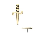 Invictus | 14k gold | Bezel Set Dagger | Black CZ