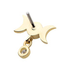 Invictus | 14k gold | Triple Moon with Dangle | CZ
