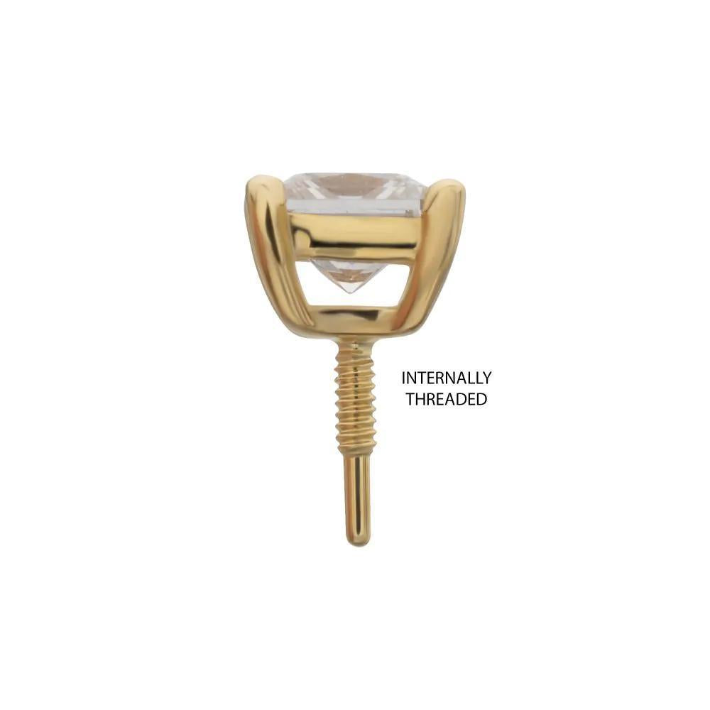 Invictus | 14k gold | Internally Threaded | Princess Cut CZ