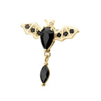 Invictus | 14k gold | Prong Set Bat with Dangle | Black CZ