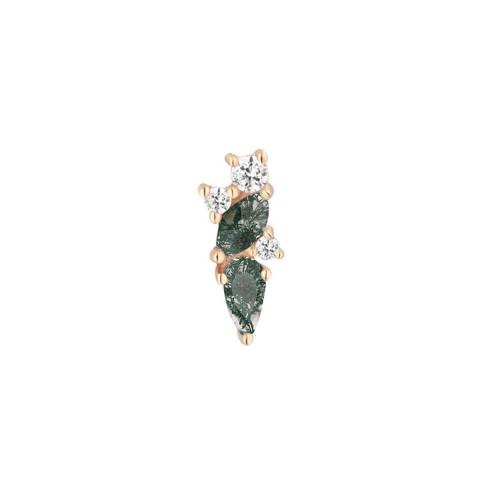 Buddha | 14k gold | Visionary | Moss Agate + White Topaz