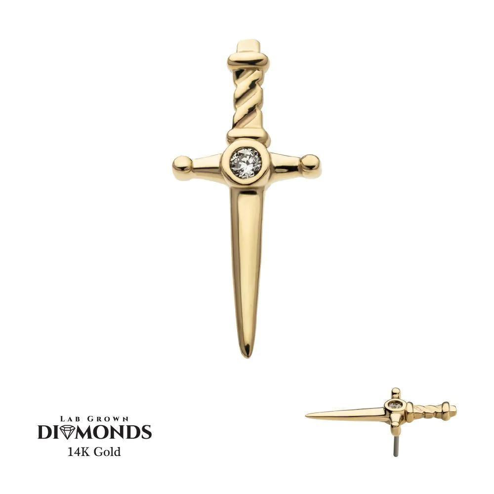 Invictus | 14k gold | Dagger with Bezel Gem | Lab Grown Diamonds