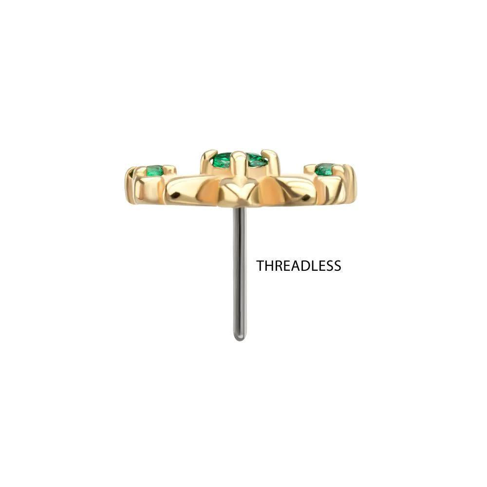 Invictus | 14k gold | Emerald Blossom with Gem | CZ