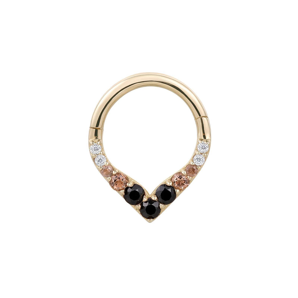 Buddha | 14k gold | Rise + Shine | Smoky Quartz + Black Spinel Ombré