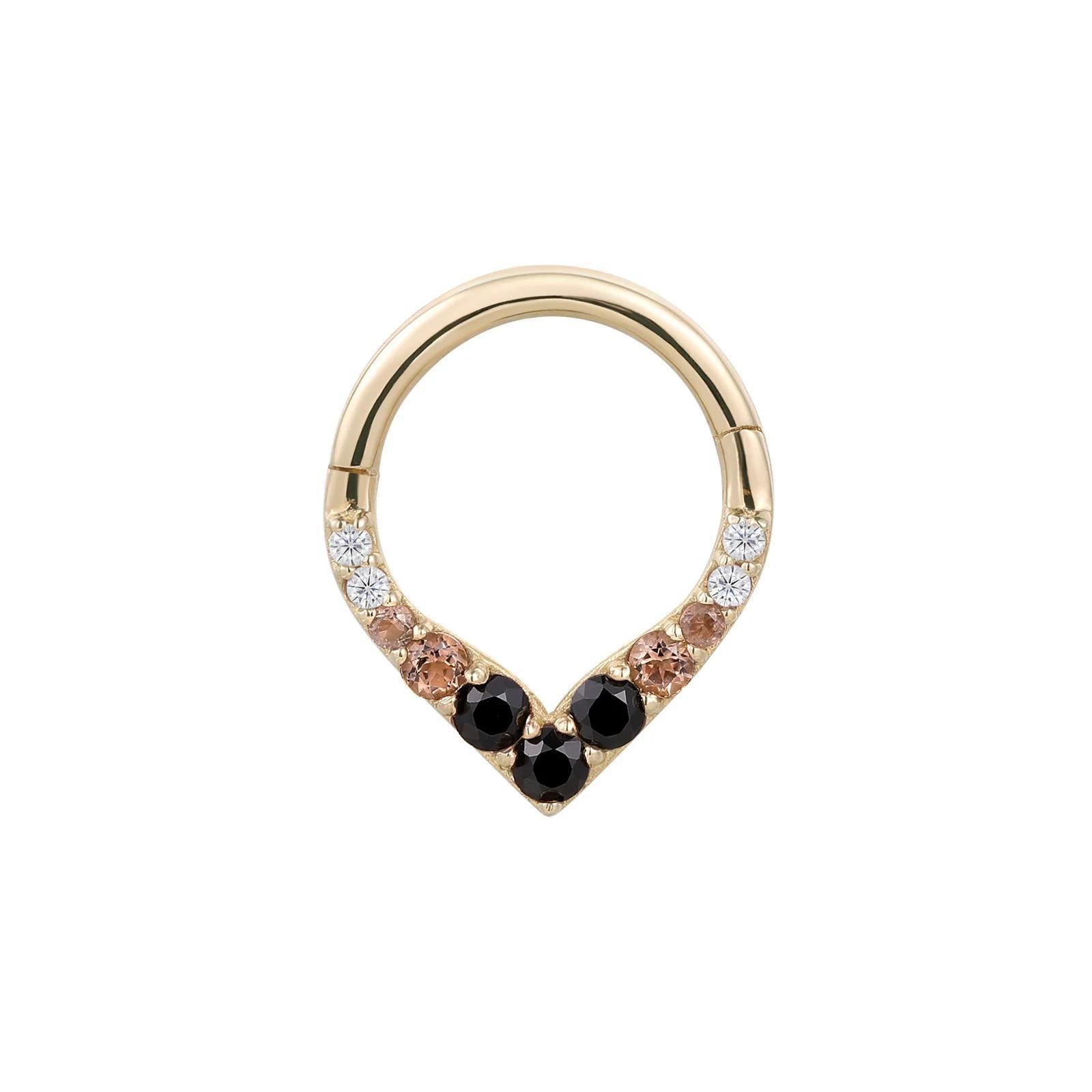 Buddha | 14k gold | Rise + Shine | Smoky Quartz + Black Spinel Ombré