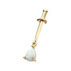 Invictus | 14k gold | Dagger with Teardrop Dangle | Synthetic White Opal
