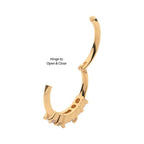 Invictus | 14k gold | 5-Cluster Round + Baguette Gem | Side Facing Hinged Hoop | Cubic Zirconia