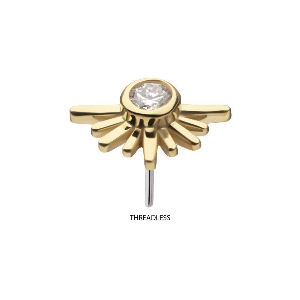 Invictus | 14k gold | Half Starburst Top with Bezel Lab-Grown Diamond | Lab-Grown Diamond