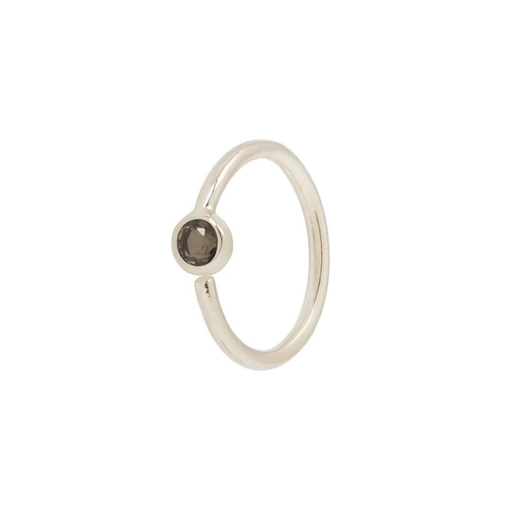 Buddha | 14k gold | Fixed Bezel Seam Ring | Side Set Facing | 2mm Smoky Quartz