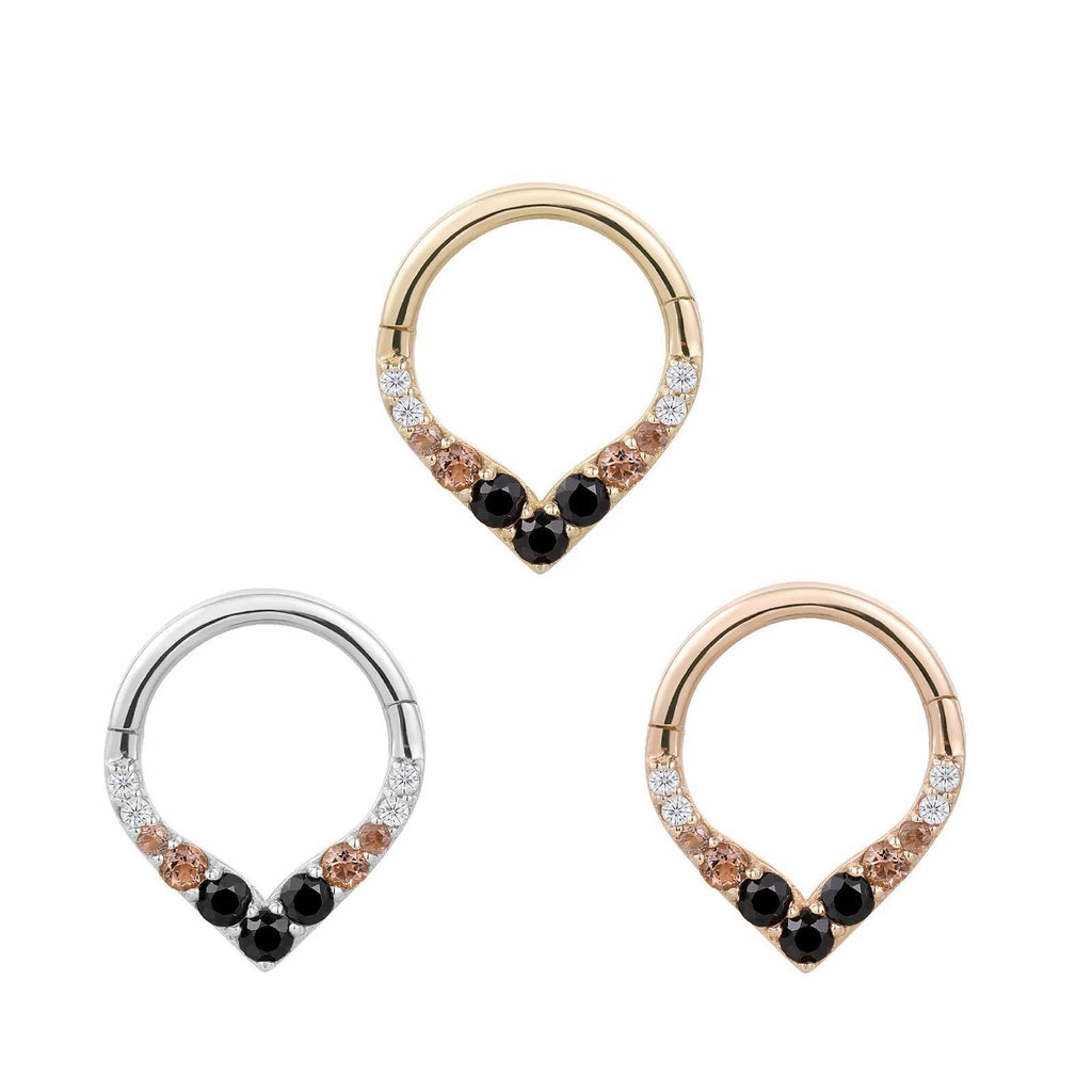 Buddha | 14k gold | Rise + Shine | Smoky Quartz + Black Spinel Ombré