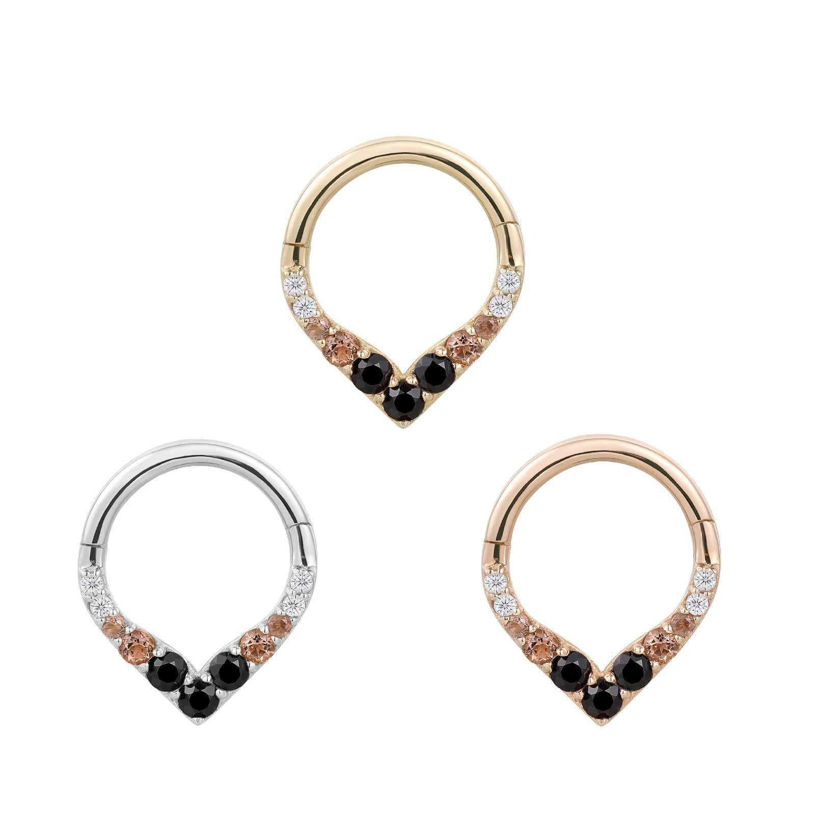 Buddha | 14k gold | Rise + Shine | Smoky Quartz + Black Spinel Ombré