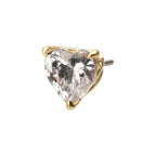 Invictus | 14k Gold | Threadless 3-Prong "Icon Heart" Gem Top | Cubic Zirconia