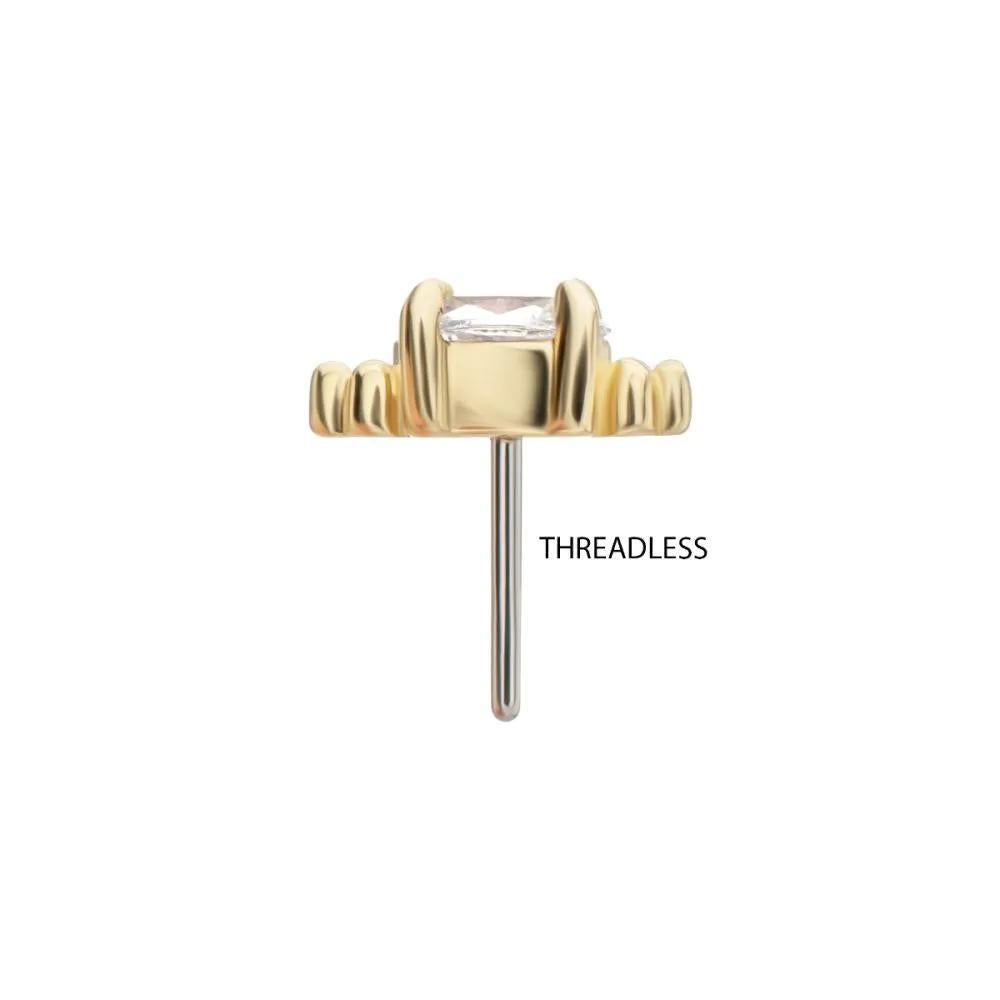 Invictus | 14k gold | Prong Set Oval Gem with Tri-bead Top | CZ