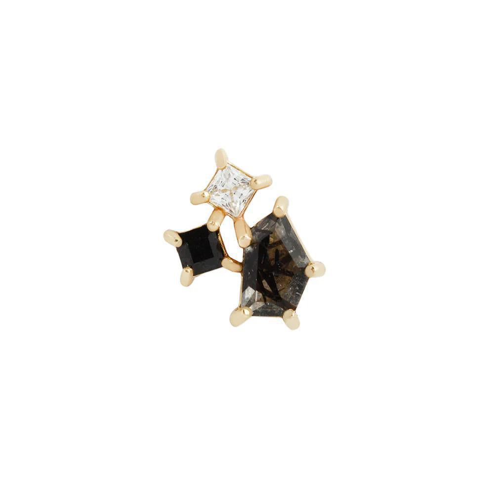 Buddha | 14k gold | Lyra | Tourmalated Quartz + Black Spinel + CZ