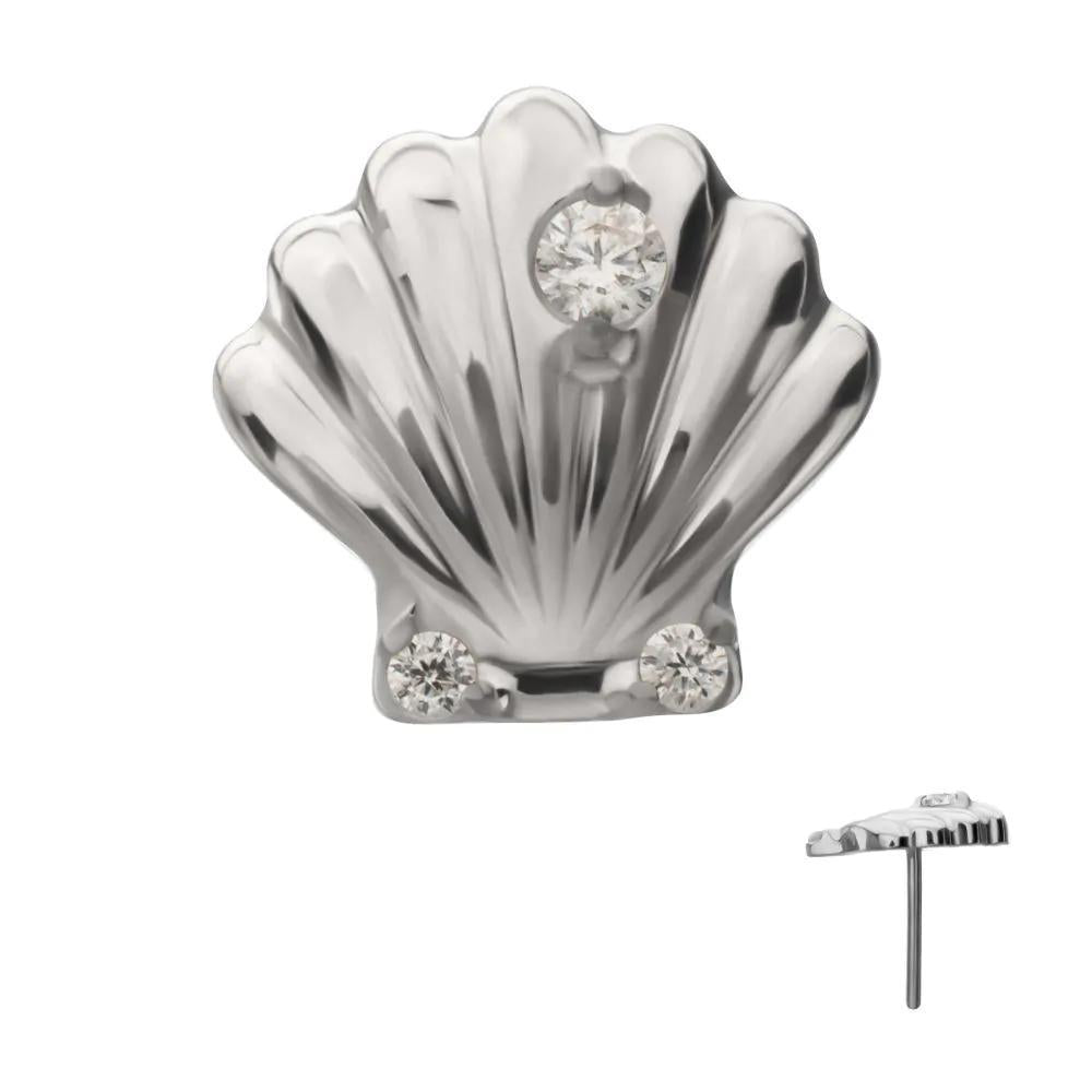 Invictus | Titanium | Threadless Low Profile 3D Shell Top w/ Prong Set Gem | Cubic Zirconia
