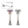 Invictus | Titanium | Internally Threaded Bezel Gem Trinity Fixed Top Curved Barbell | Cubic Zirconia