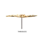 Invictus | 14k gold | Prong Set Gem Hollow Cut Bee Top | Champagne CZ