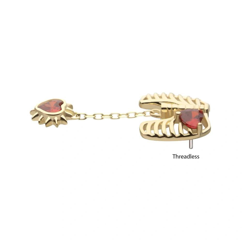 Invictus | 14k gold | Rib Cage with Dangle | Ganet CZ