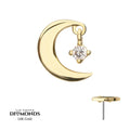Invictus | 14k gold | Crescent Moon Top with Prong Set Lab-Grown Diamond Dangle | Lab-Grown Diamond