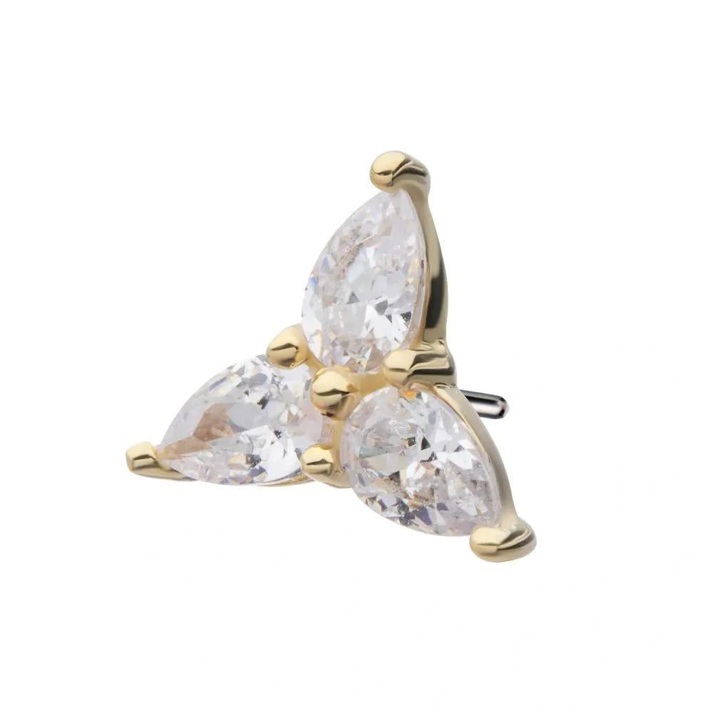 Invictus | 14k gold | Teardrop Trinity | CZ