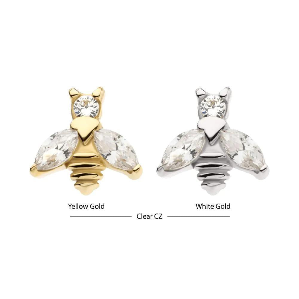 Invictus | 14k gold | Bee with Gem Wings | Clear CZ