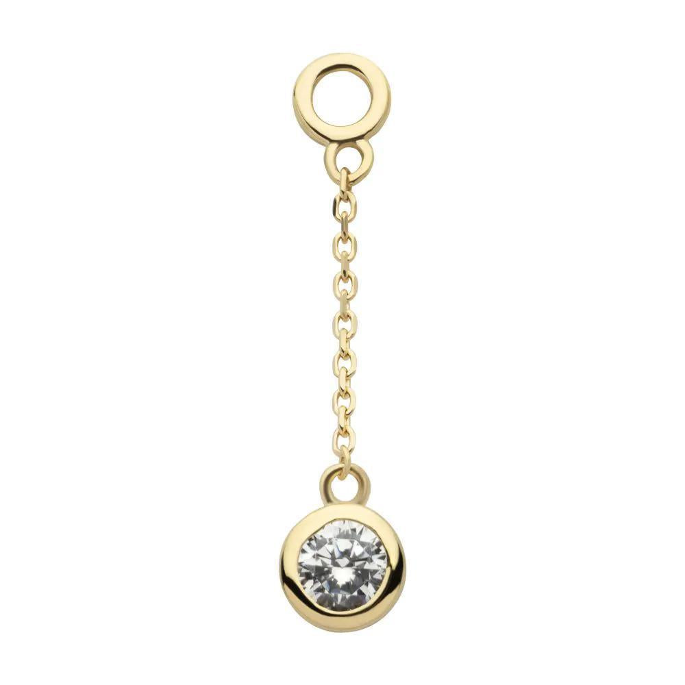 Invictus | 14k gold | Bezel Set Dangle Charm | CZ