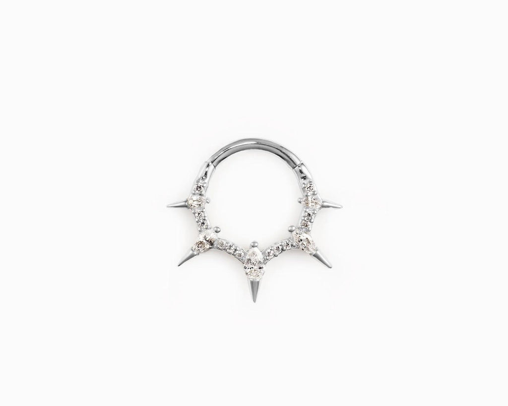 Buddha | 14k gold | Neoteric Hinged Hoop | Clear CZ