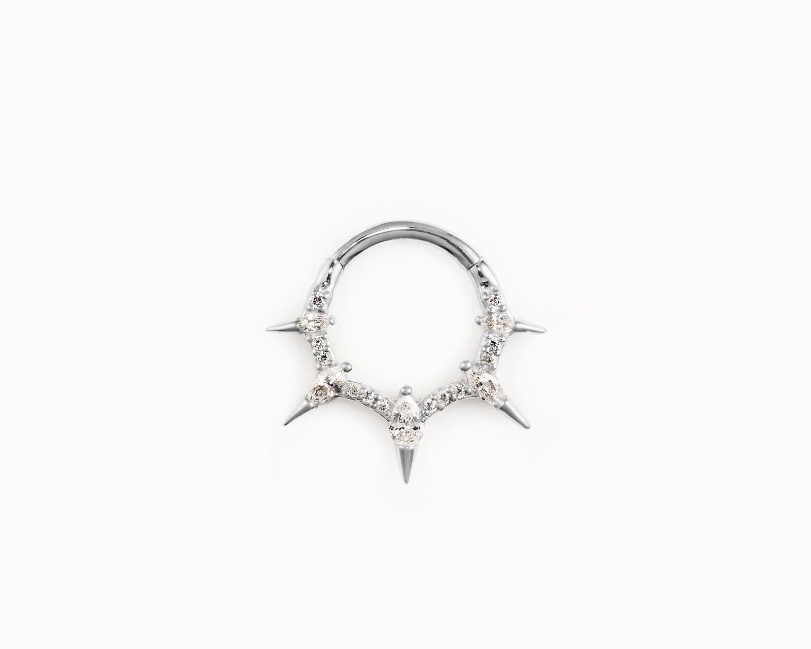 Buddha | 14k gold | Neoteric Hinged Hoop | Clear CZ