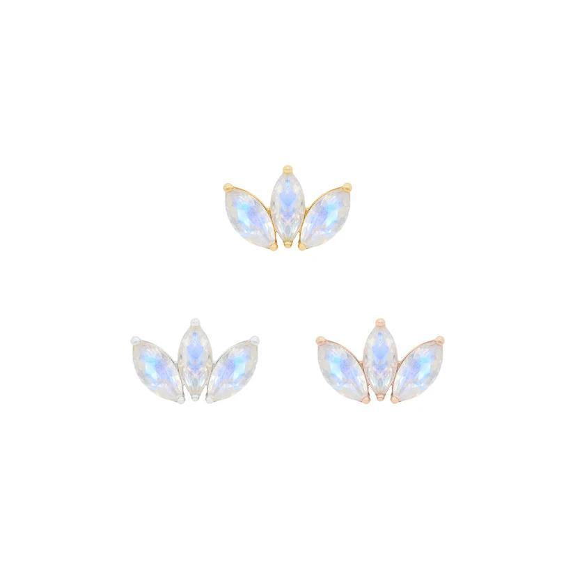 Buddha | 14k Gold | Moet Mini Threadless End | Rainbow Moonstone