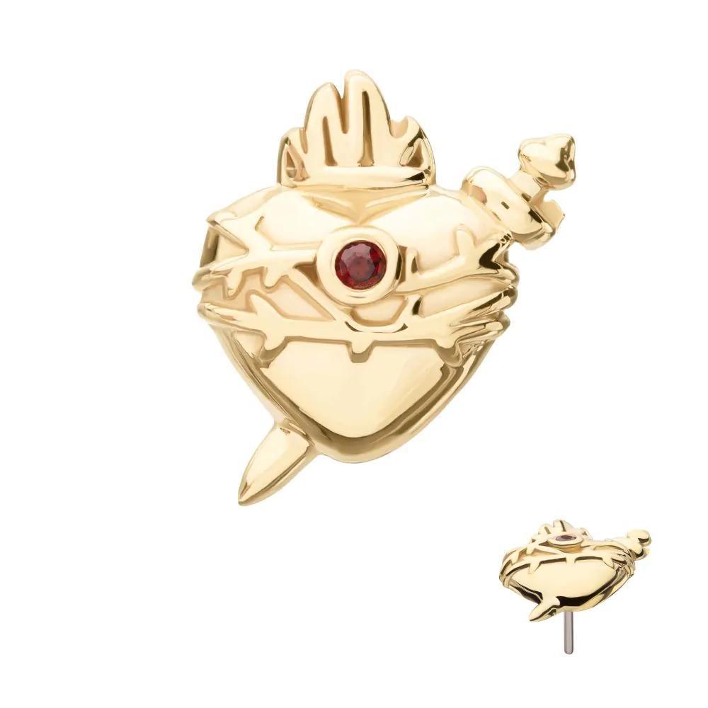 Invictus | 14k gold | Sacred Heart | Garnet CZ